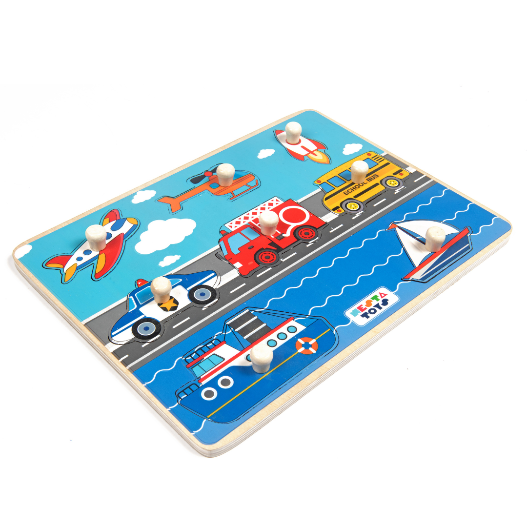 Wooden Vehicle Jumbo Knob Puzzle - (8 Pcs)