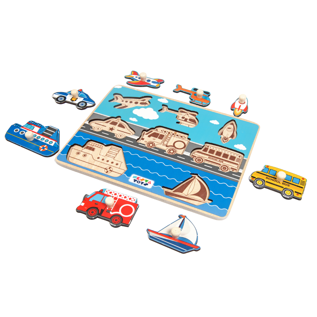 Wooden Vehicle Jumbo Knob Puzzle - (8 Pcs)