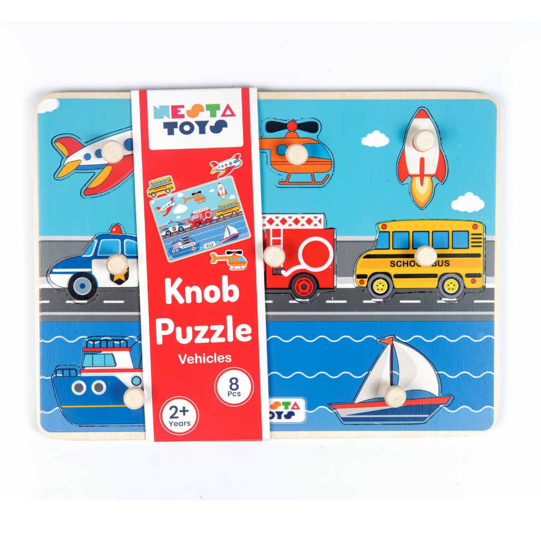 Wooden Vehicle Jumbo Knob Puzzle - (8 Pcs)