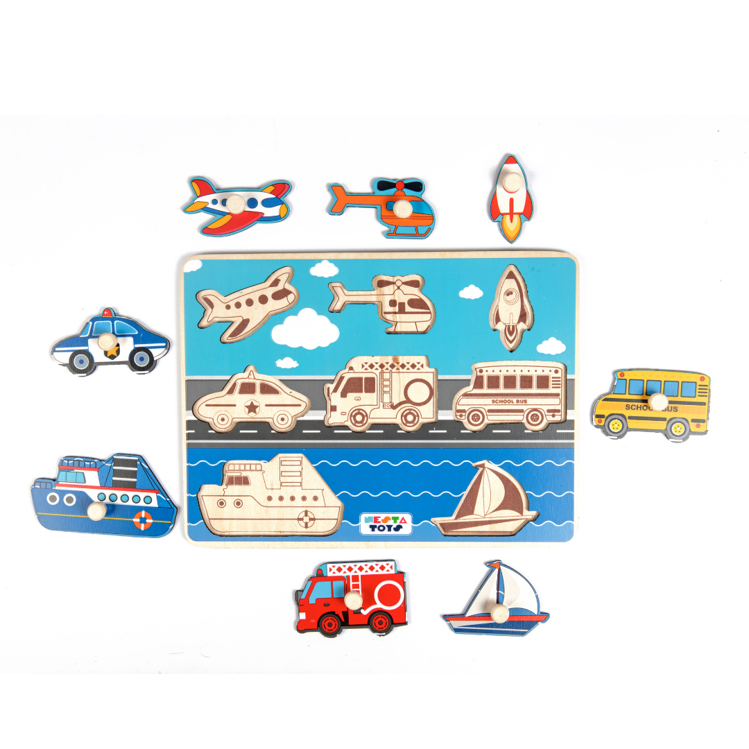Wooden Vehicle Jumbo Knob Puzzle - (8 Pcs)