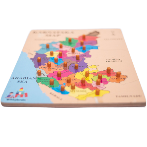 Karnataka Map Learning Wooden Board