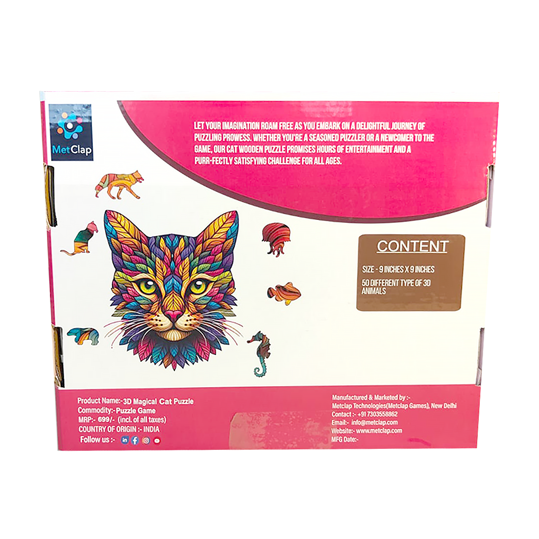 Wooden Baby Cat Magical Puzzle
