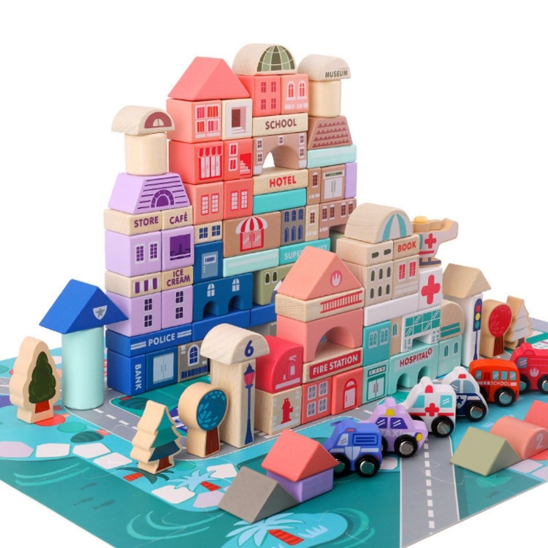 Wooden City Building Blocks - 115 Pieces