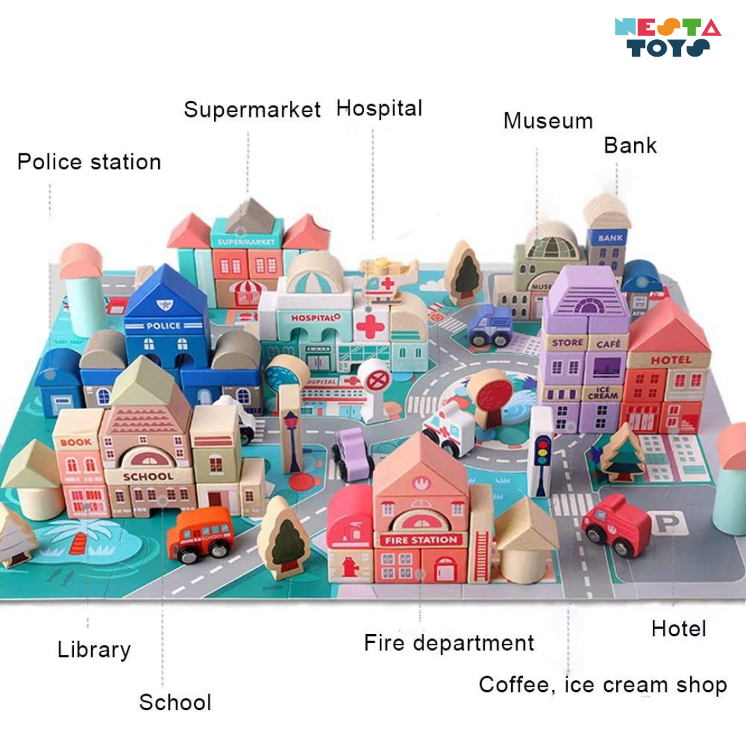 Wooden City Building Blocks - 115 Pieces