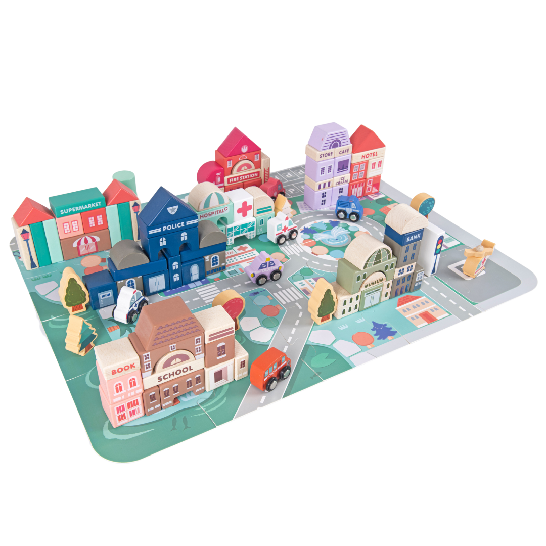 Wooden City Building Blocks - 115 Pieces