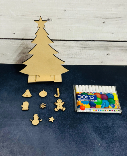 Wooden DIY Christmas Painting Kit - Set Of 5