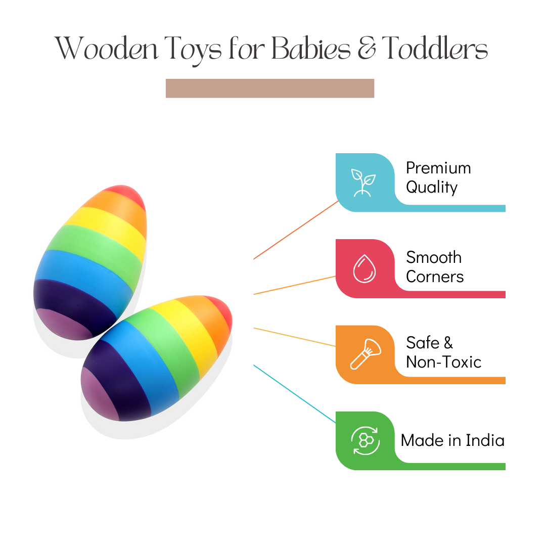 Wooden Dinosaur, Blocks, Egg Shaker (Rattle) & Teether - Combo