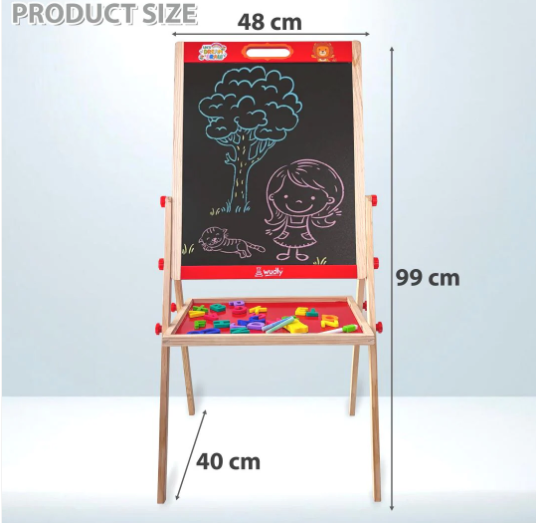 Wooden Double-Sided Drawing Board with Storage Tray