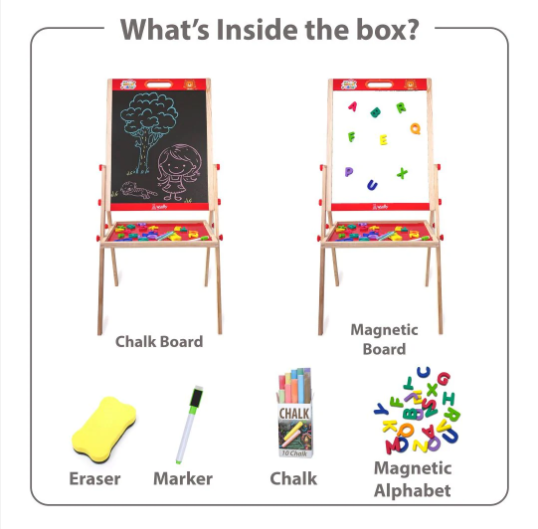 Wooden Double-Sided Drawing Board with Storage Tray