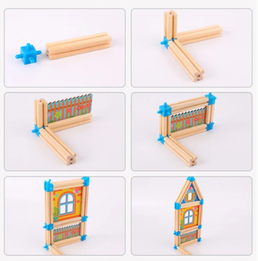 Wooden Educational Construction & Architectre Building Blocks Toy Set