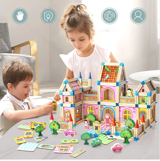 Wooden Educational Construction & Architectre Building Blocks Toy Set