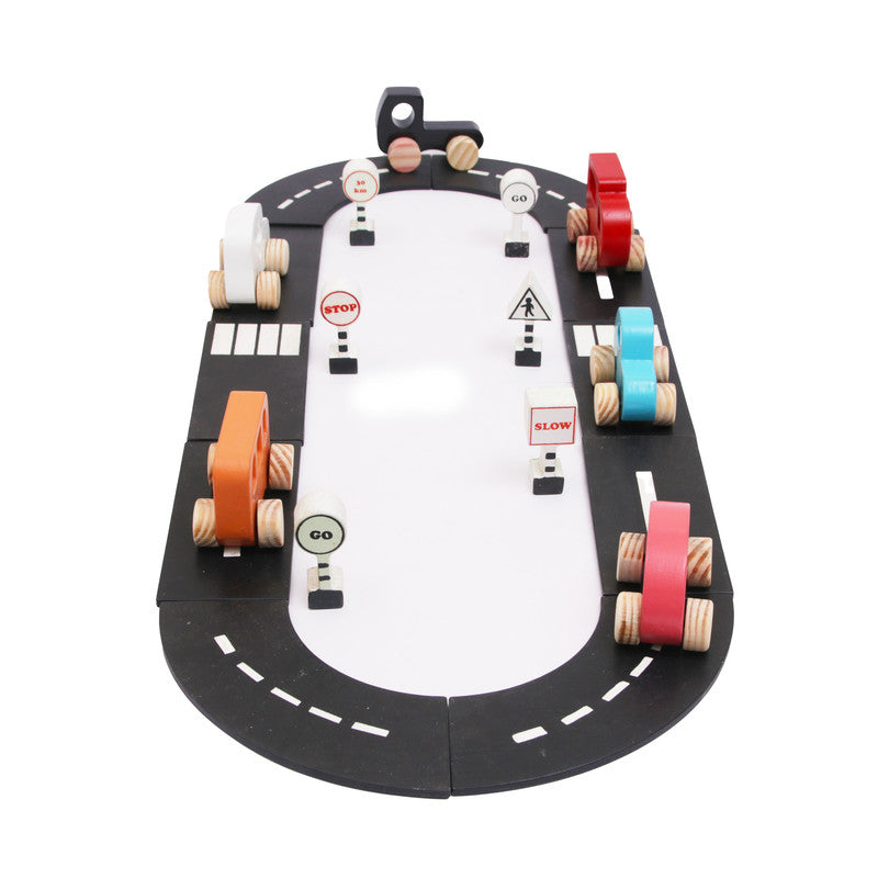 Wooden Emergency Vehicle set with Traffic Signal & Roads