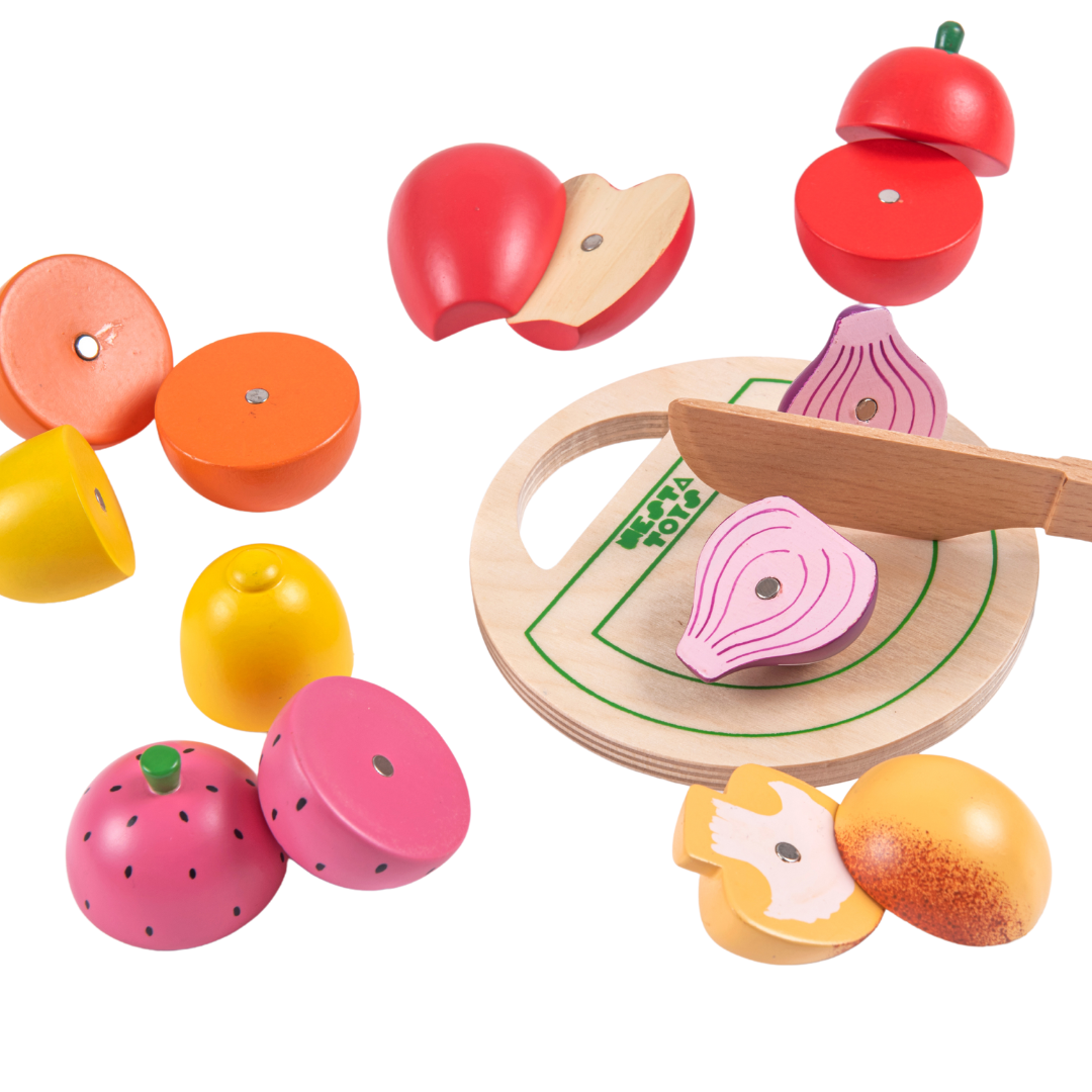 Wooden Vegetable and Fruit Toy Set -(15 Pcs)