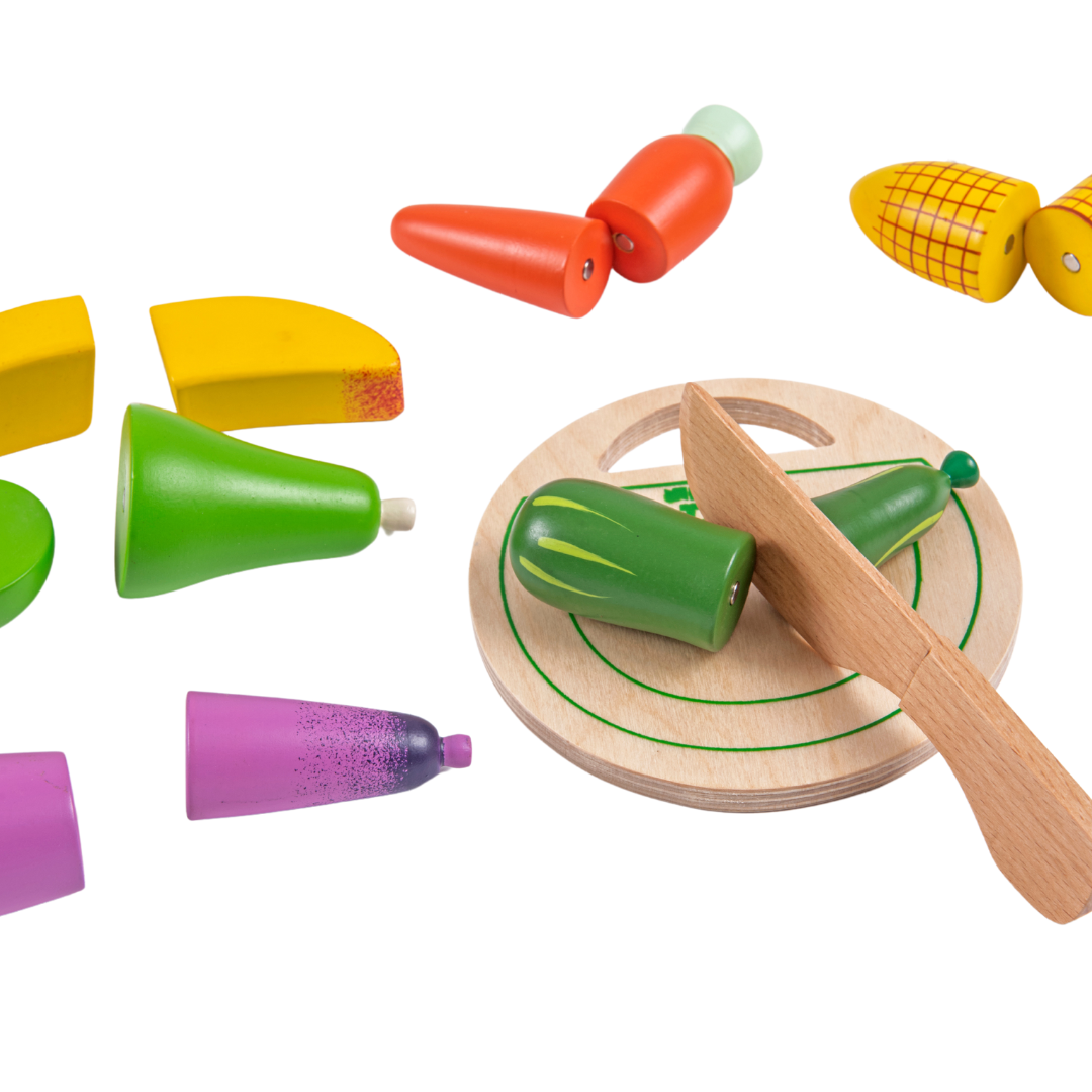 Wooden Vegetable and Fruit Toy Set -(15 Pcs)