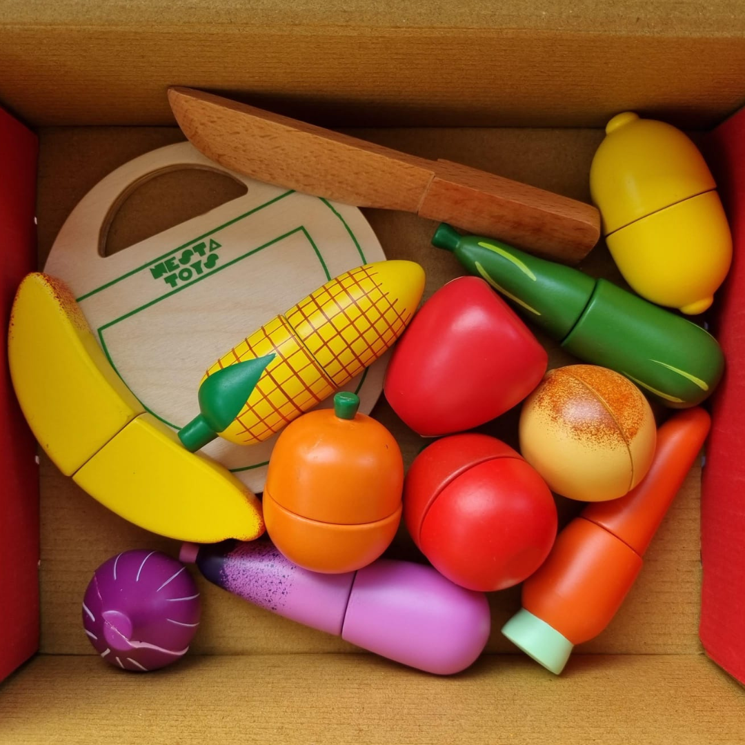 Wooden Vegetable and Fruit Toy Set -(15 Pcs)