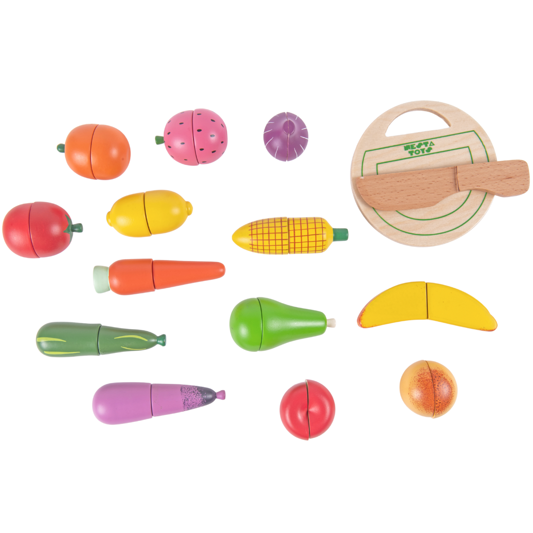 Wooden Vegetable and Fruit Toy Set -(15 Pcs)