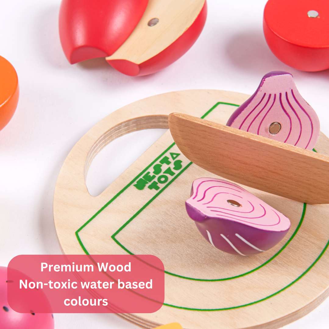 Wooden Vegetable and Fruit Toy Set -(15 Pcs)