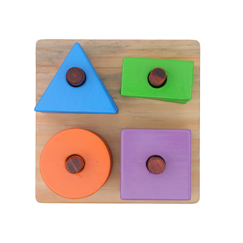 Wooden Geometric 4 Shapes Stacker Blocks - Set of 12 Pieces