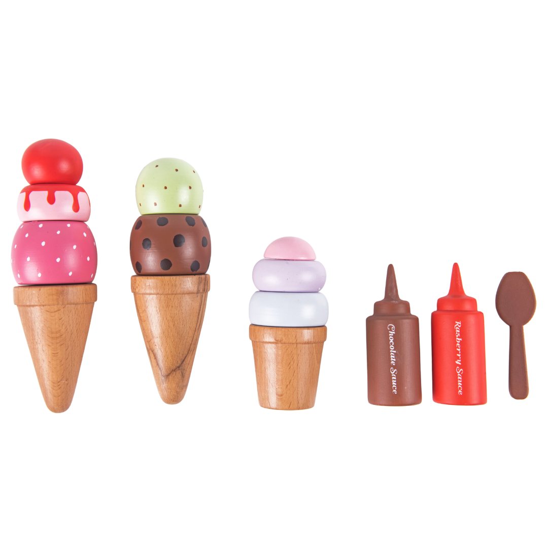 Wooden Ice cream set - play food and accessories(14 Pcs)