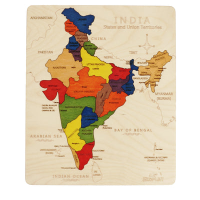 SkilloToys Wooden India Map Puzzle: state-by-state pieces for hands-on Indian geography learning ages 4 to 10