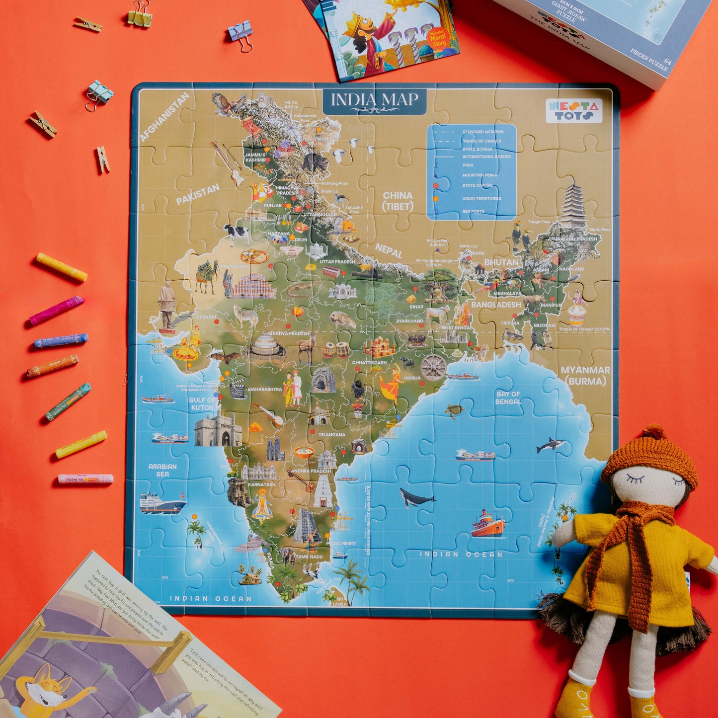 India Map Puzzle Board for Kids (64 Pcs)