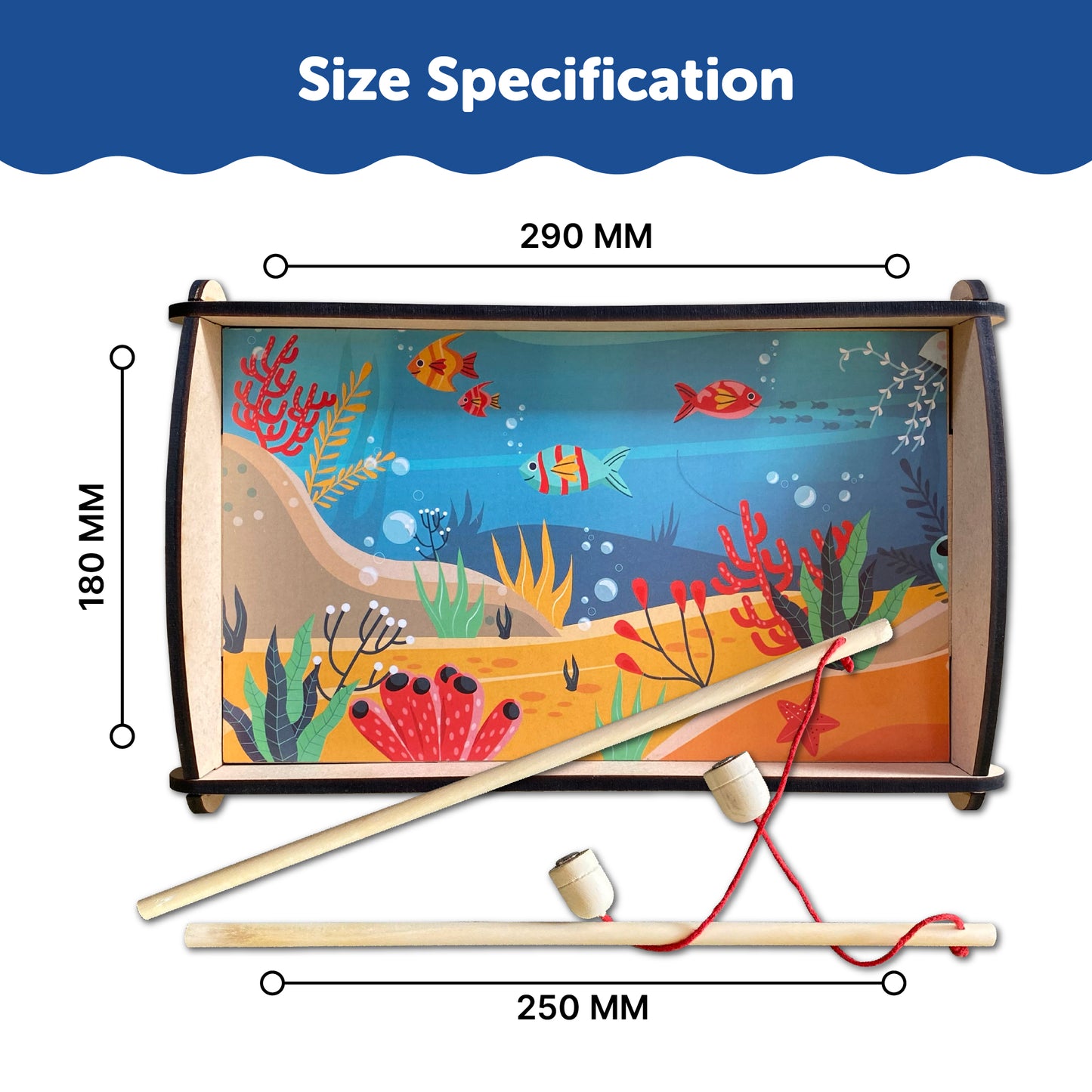 Wooden Magnetic Fishing Game With Rod