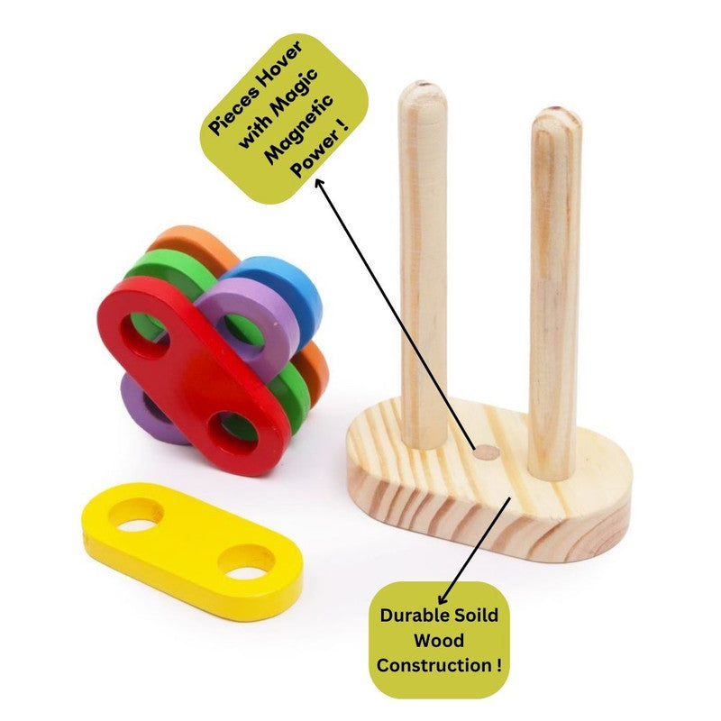 Wooden Magnetic Floating Stacker Building Block - Set of 9 Pieces
