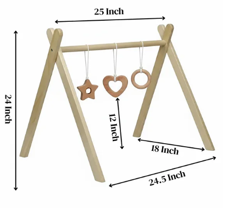 Wooden Montessori Baby Gym with 3 Neem Teethers (Newborn to 12 Months)