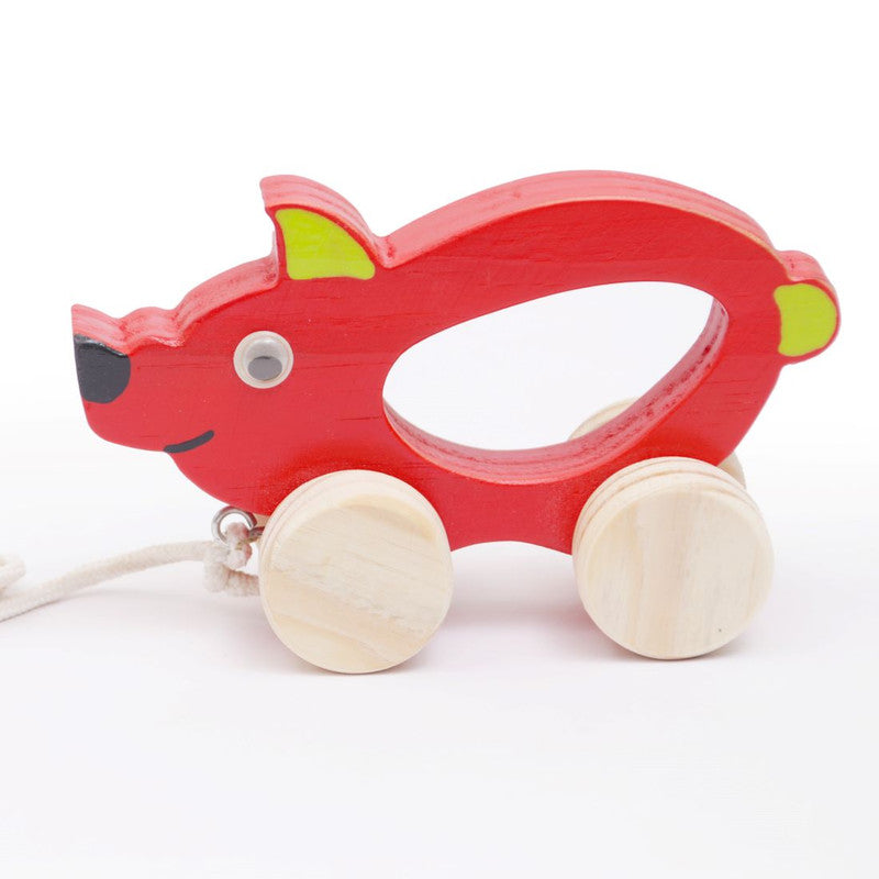 Wooden Pig Pull Along Toy