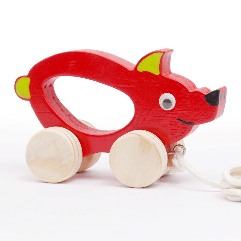 Wooden Pig Pull Along Toy