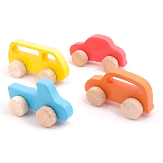 Wooden Push Toy Taxi, Car, Van and Truck - Set of 4 Pieces