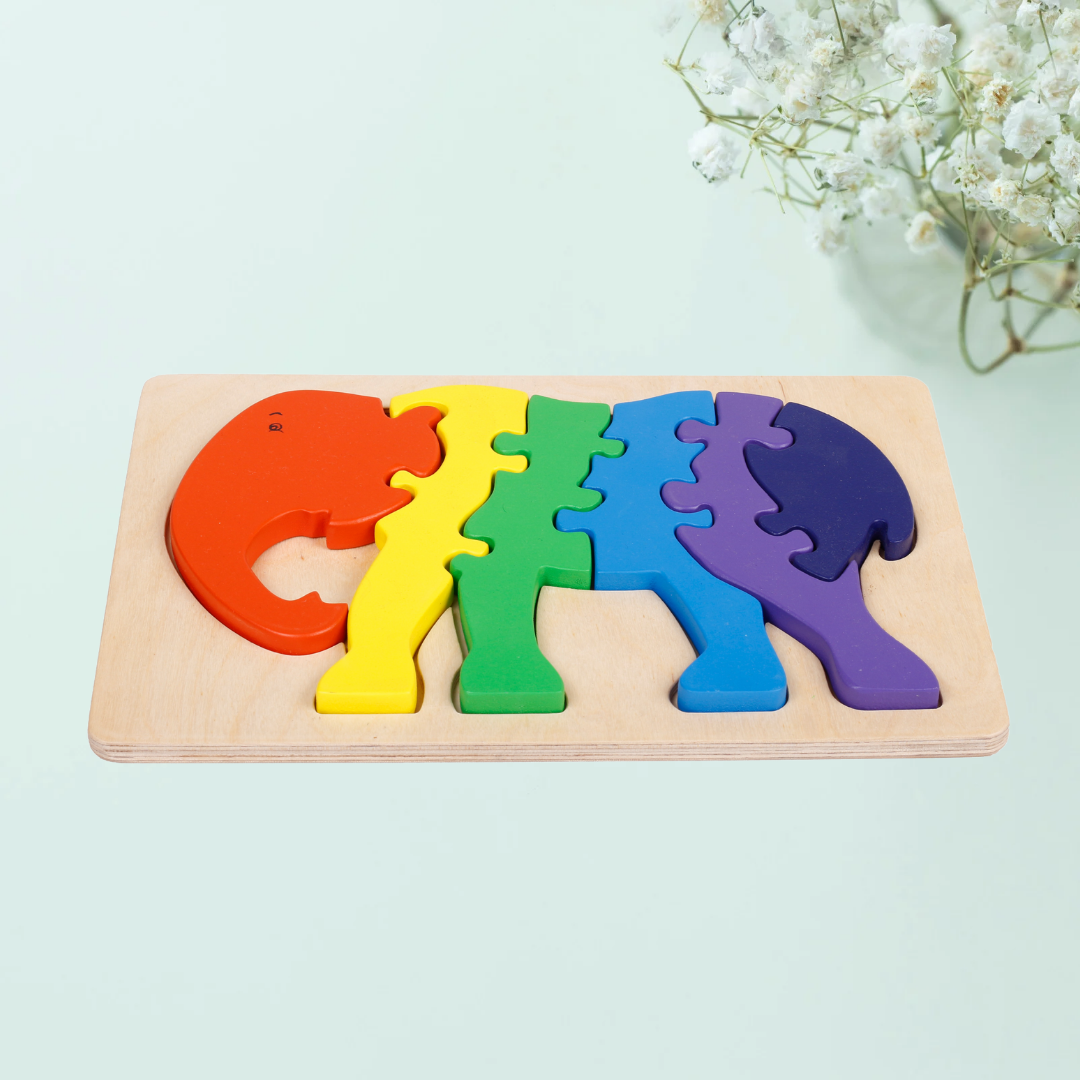 Wooden Elephant Puzzle Tray