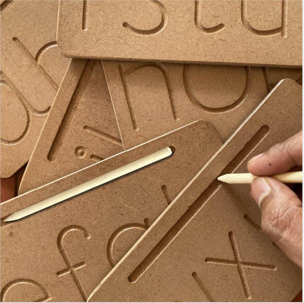 Wooden Small Alphabet Tracing Board With Dummy Pencil
