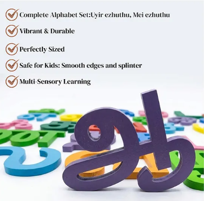 Wooden Tamil Alphabet Set Multicolor Educational Letters for Kids