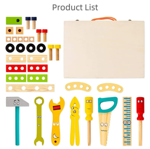 Wooden Tool Kit Set with Tool Box - 36-Piece