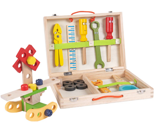 Wooden Tool Kit Set with Tool Box -  36-Piece