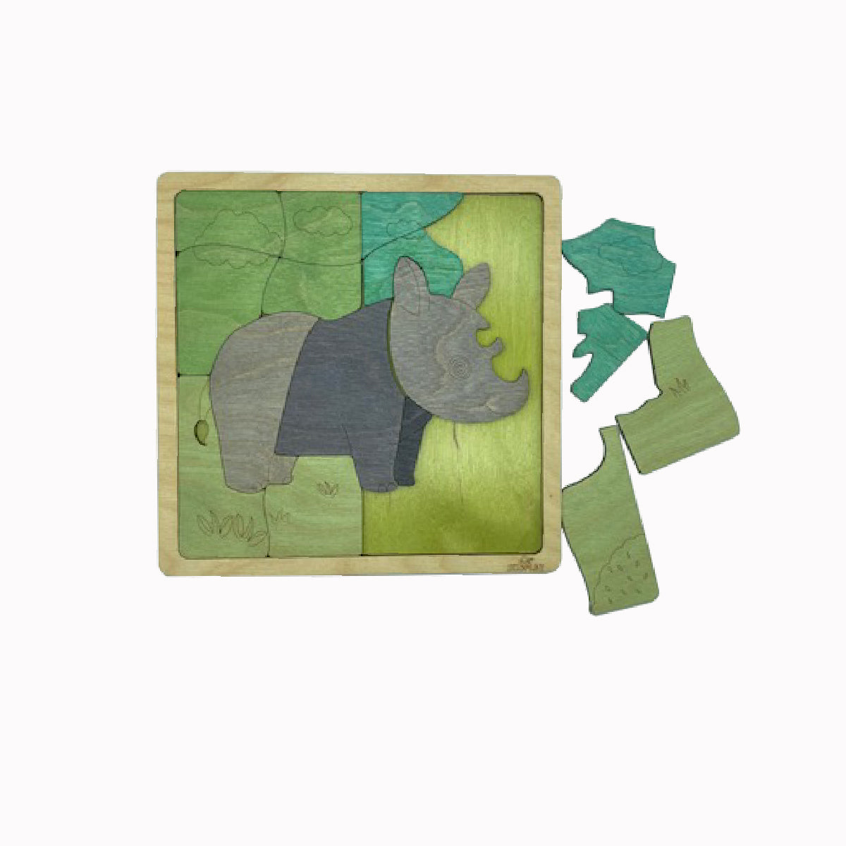 Wooden Tuff Rhinoceros Puzzle