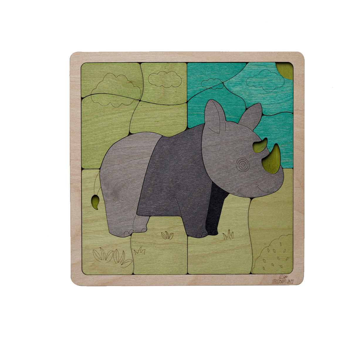 Wooden Tuff Rhinoceros Puzzle