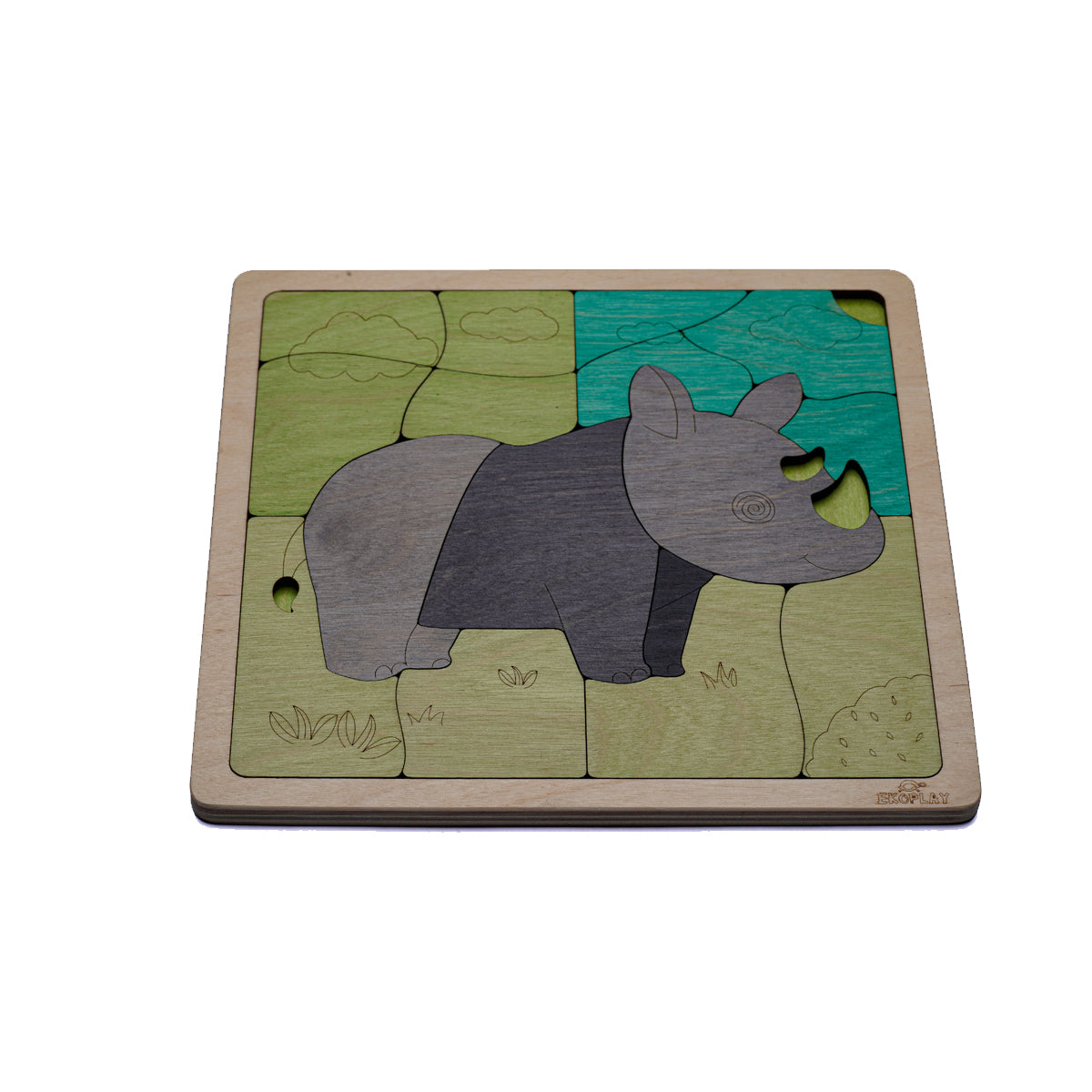 Wooden Tuff Rhinoceros Puzzle