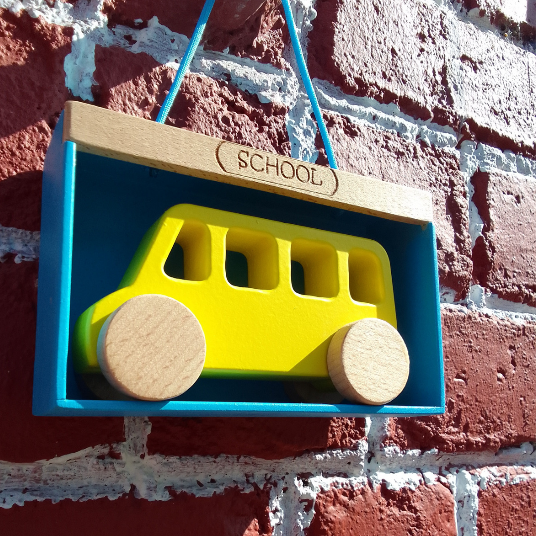 Wooden Bus with Garage Pretend Play