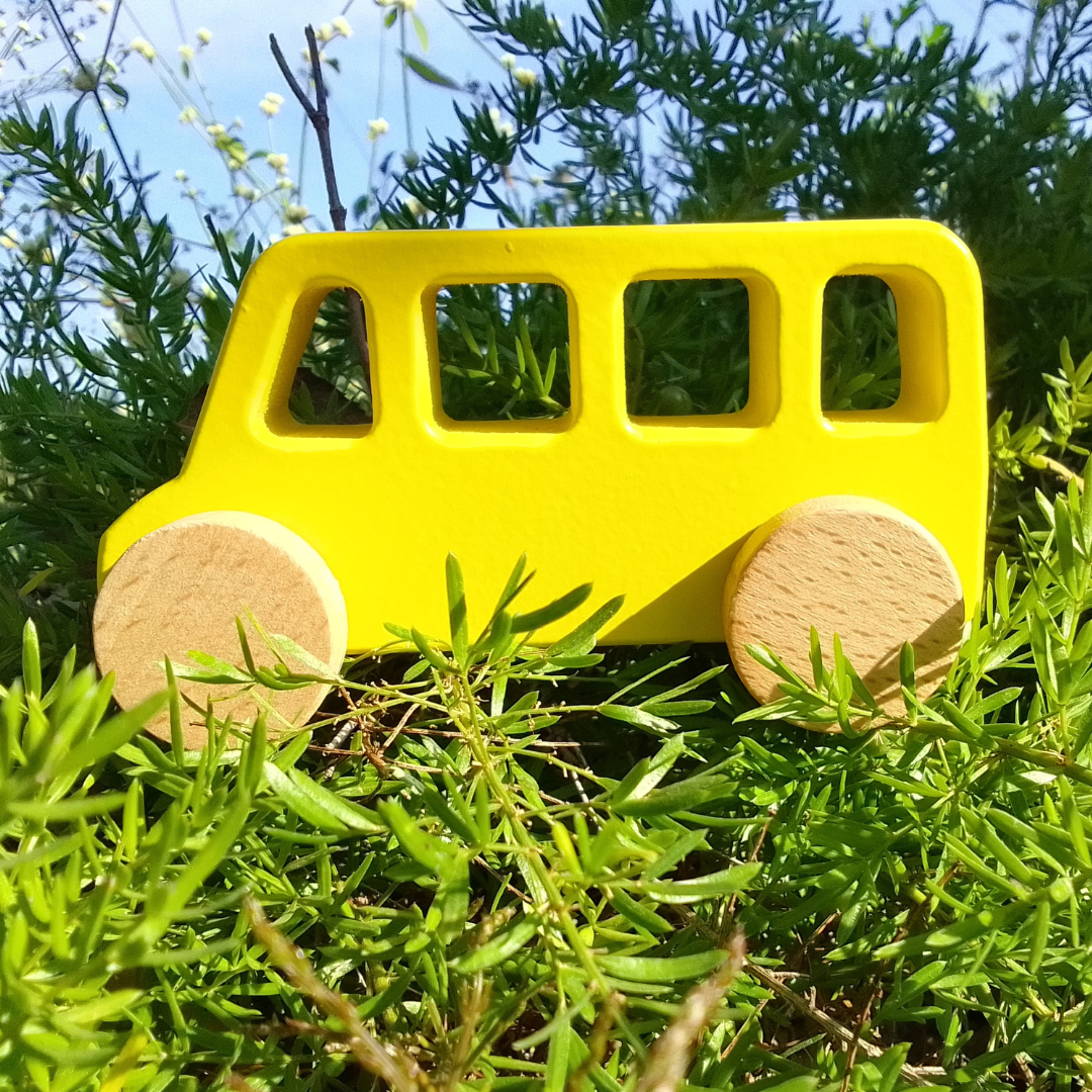 Wooden Bus with Garage Pretend Play