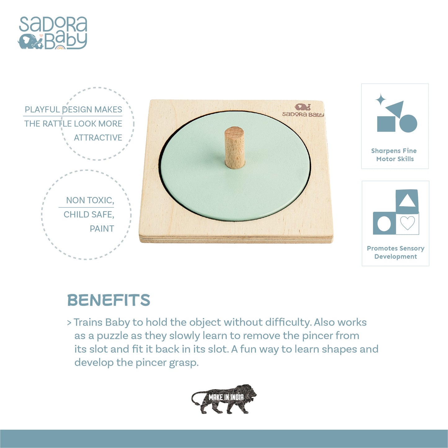 Buy Round Shape Pincer Wooden Puzzle Board Online - SkilloToys.com