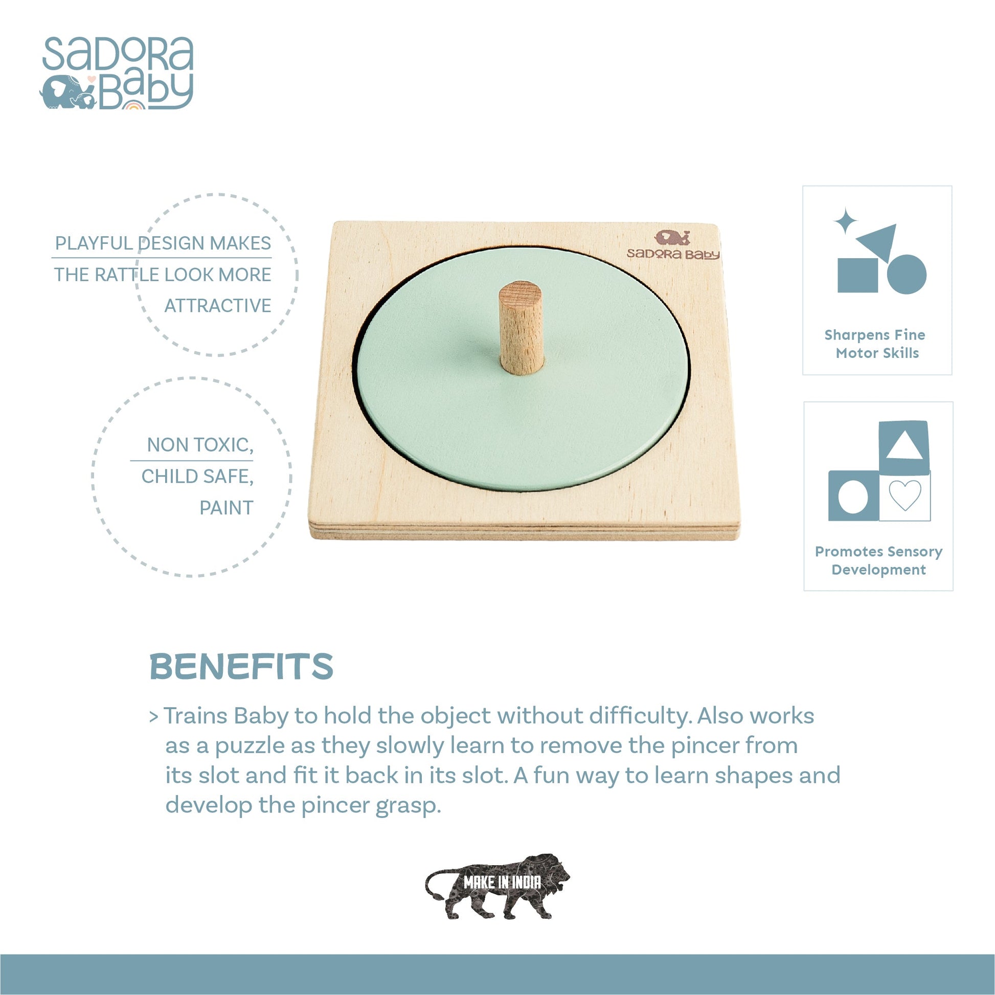 Buy Round Shape Pincer Wooden Puzzle Board Online - SkilloToys.com