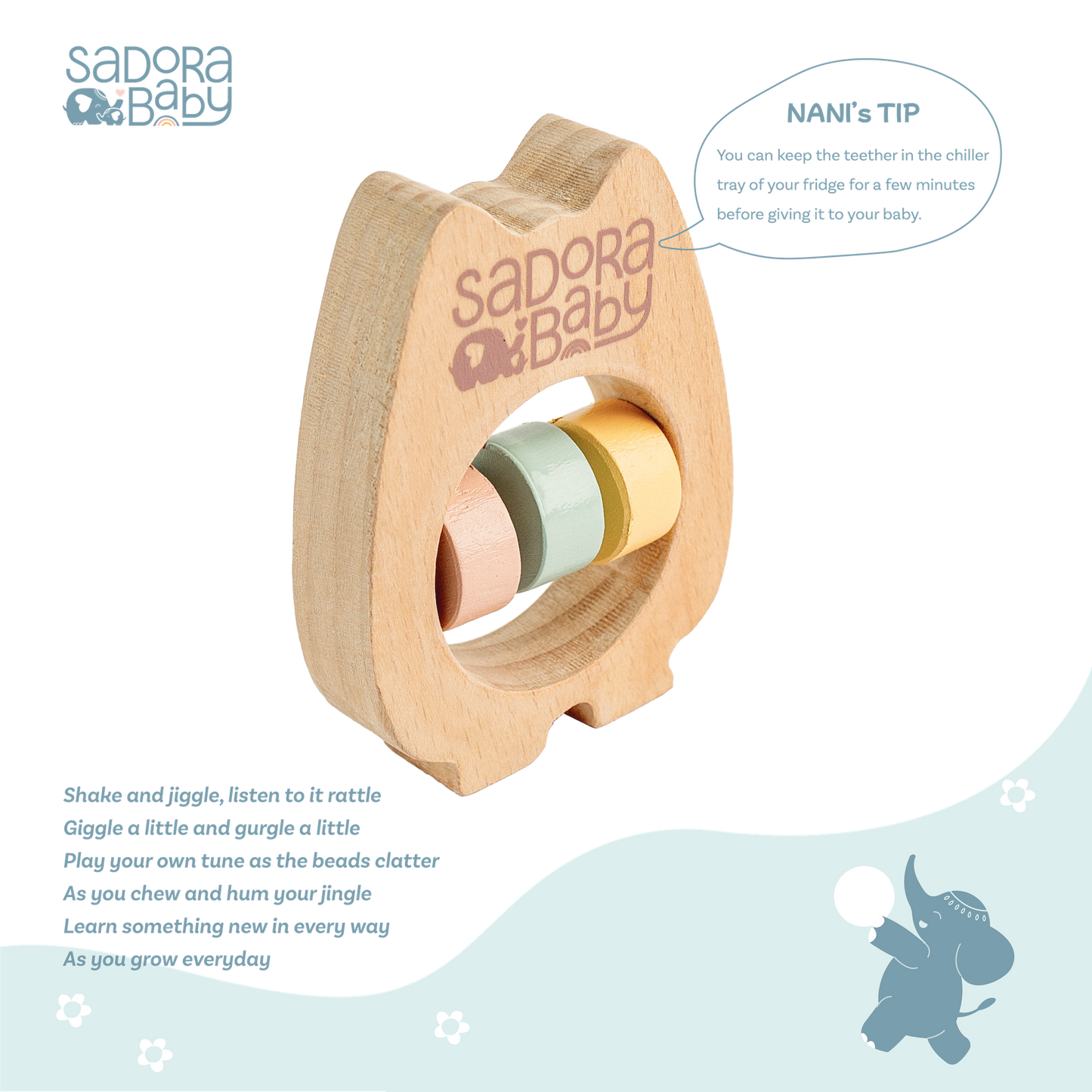 Buy Baby Bear Wooden Teether with Beads Online - SkilloToys.com
