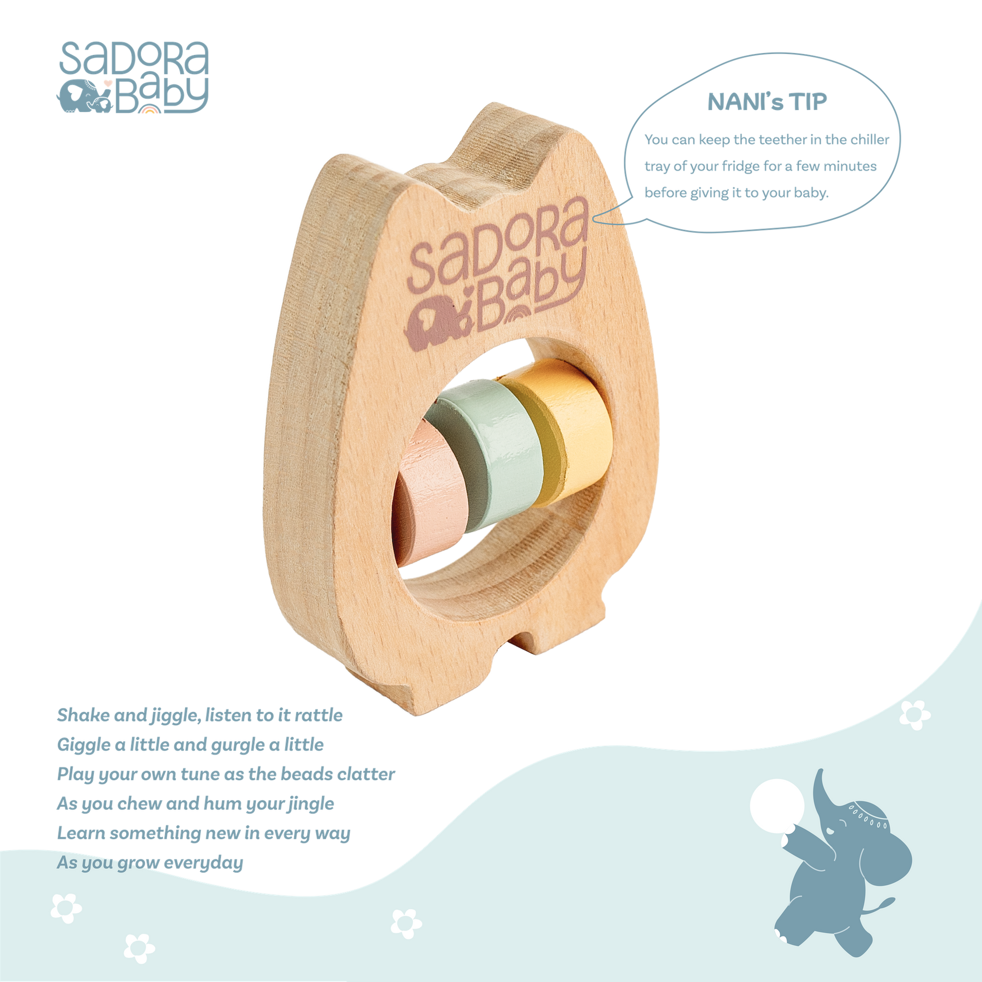 Buy Baby Bear Wooden Teether with Beads Online - SkilloToys.com