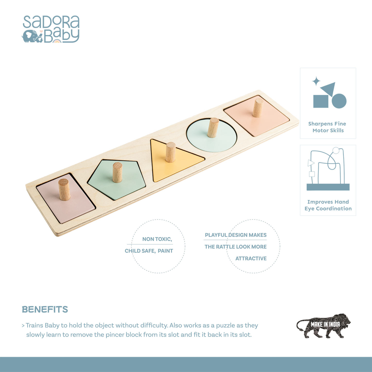 Buy Assorted Shape Pincer Wooden Puzzle Board Online - SkilloToys.com