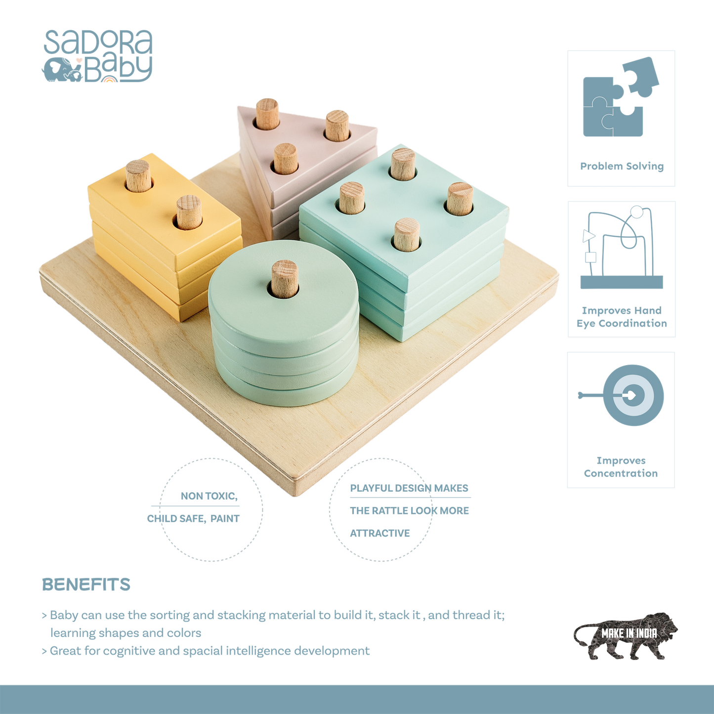 Buy Wooden Shapes Sorting & Stacking Blocks Online - SkilloToys.com