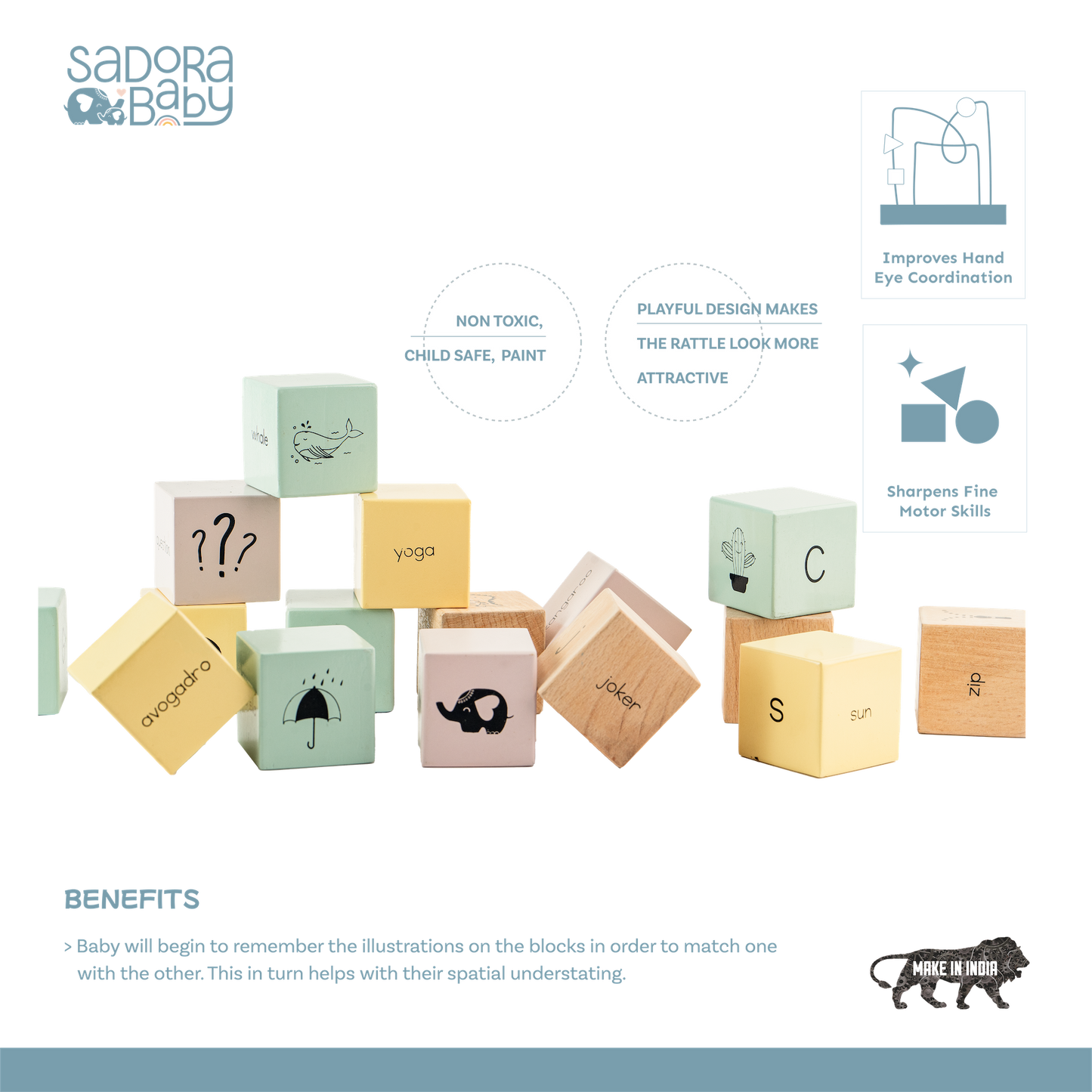 Buy A-Z Wooden Alphabet Blocks with Word and Picture Online - SkilloToys.com