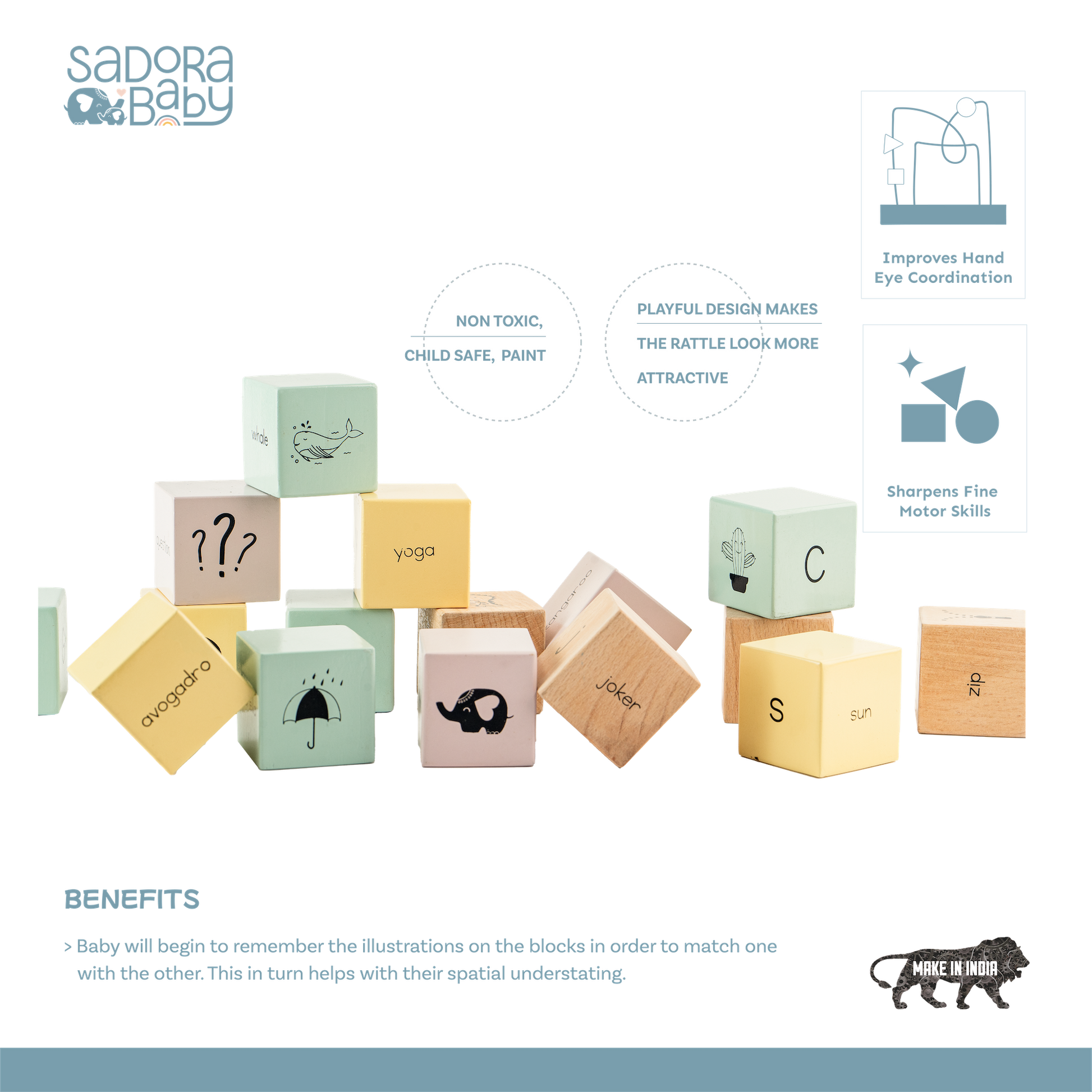 Buy A-Z Wooden Alphabet Blocks with Word and Picture Online - SkilloToys.com