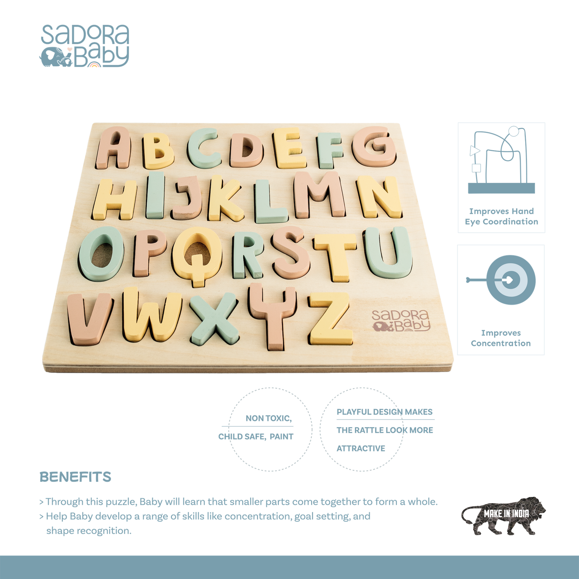 Buy A-Z Wooden Alphabet Puzzle Board Online - SkilloToys.com